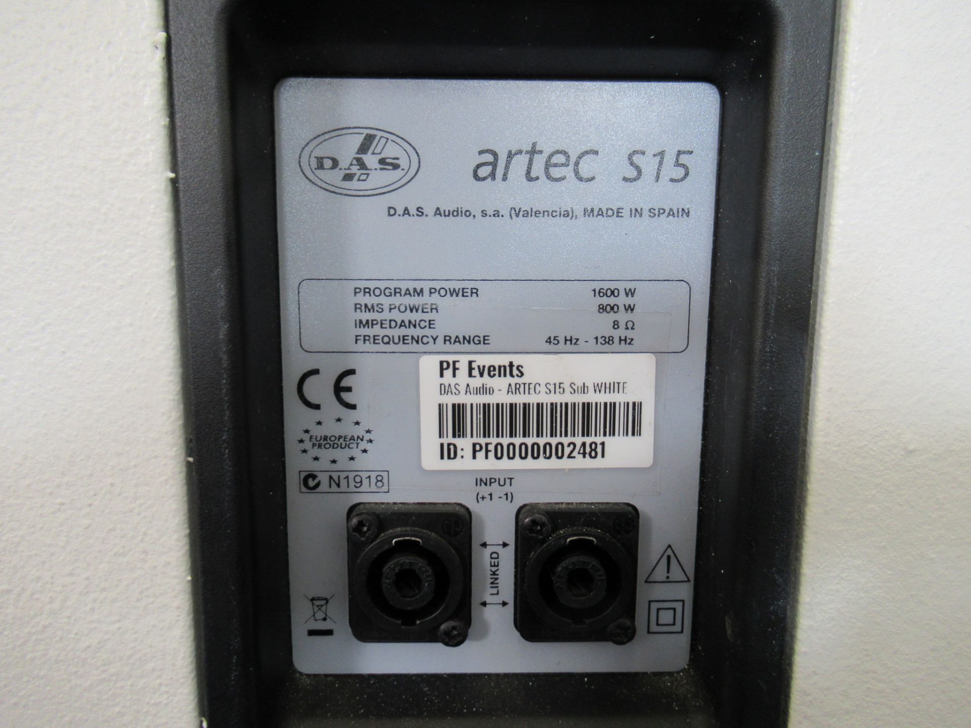 (2) DAS Audio Artec-S15 Black Subwoofers - Image 6 of 10