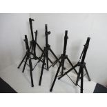 (5) Assorted black telescopic tripod speaker stands
