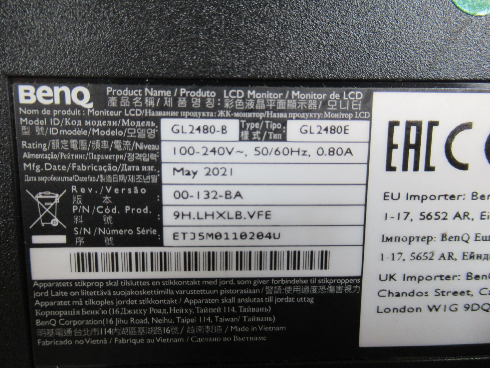 BenQ GL2480 24" 1080 LED Monitor - Image 6 of 9