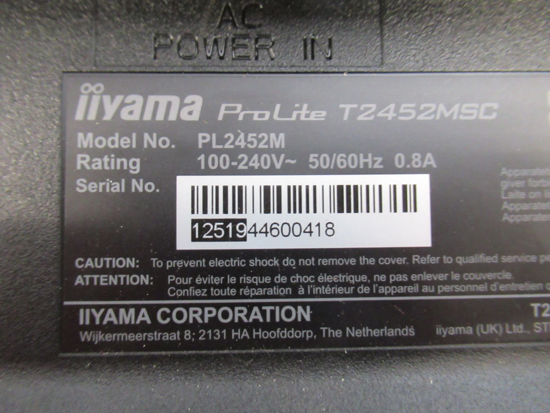 (2) iiyama ProLite T2452MSC-B1AG 24" LCD Touchscreen Monitors - Image 6 of 7