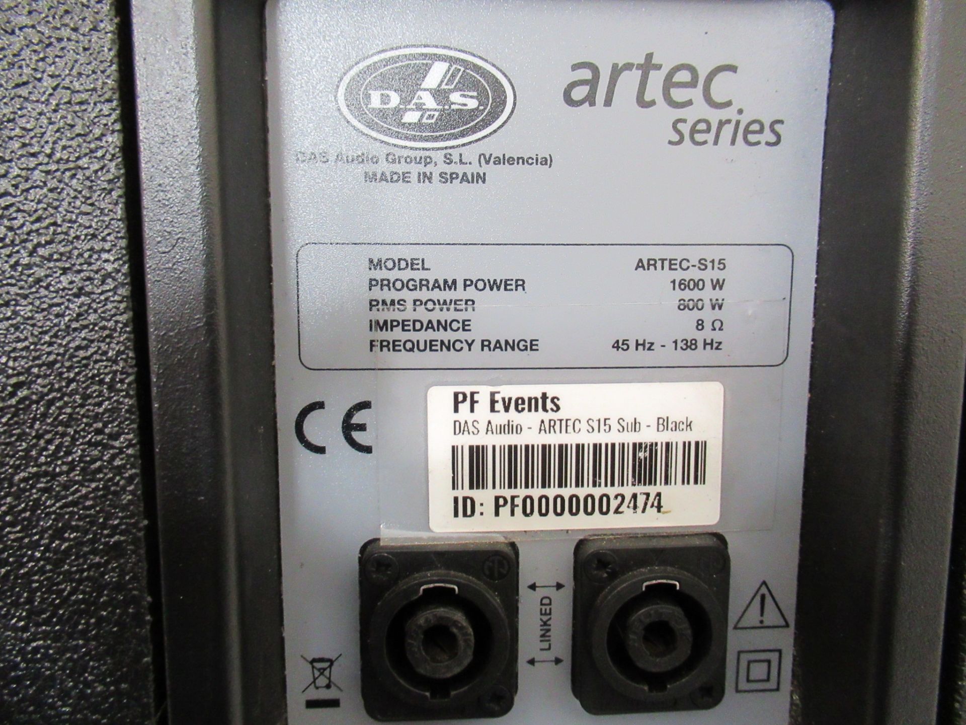 (2) DAS Audio Artec-S15 Black Subwoofers - Image 8 of 10