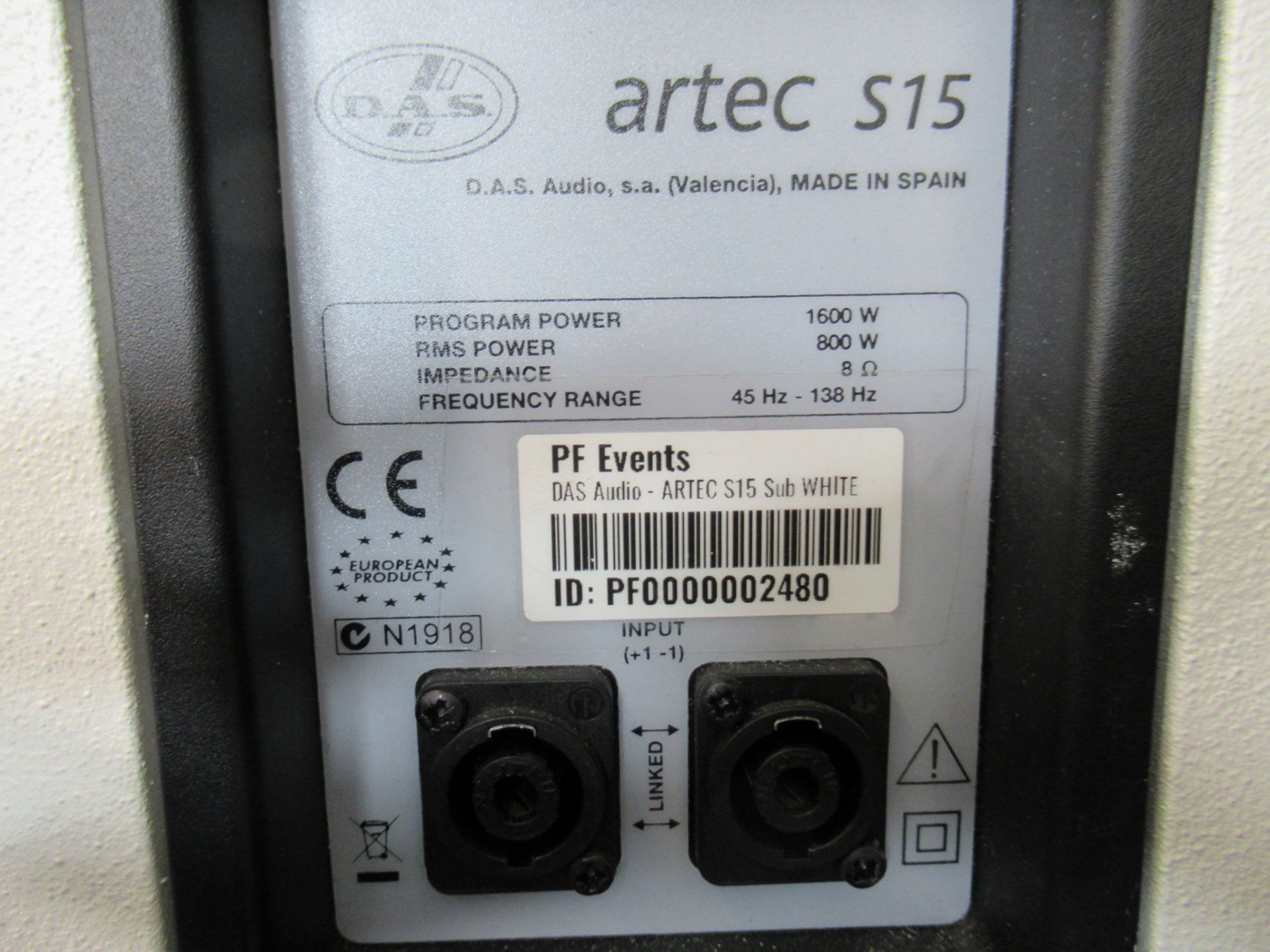 (2) DAS Audio Artec-S15 Black Subwoofers - Image 8 of 10