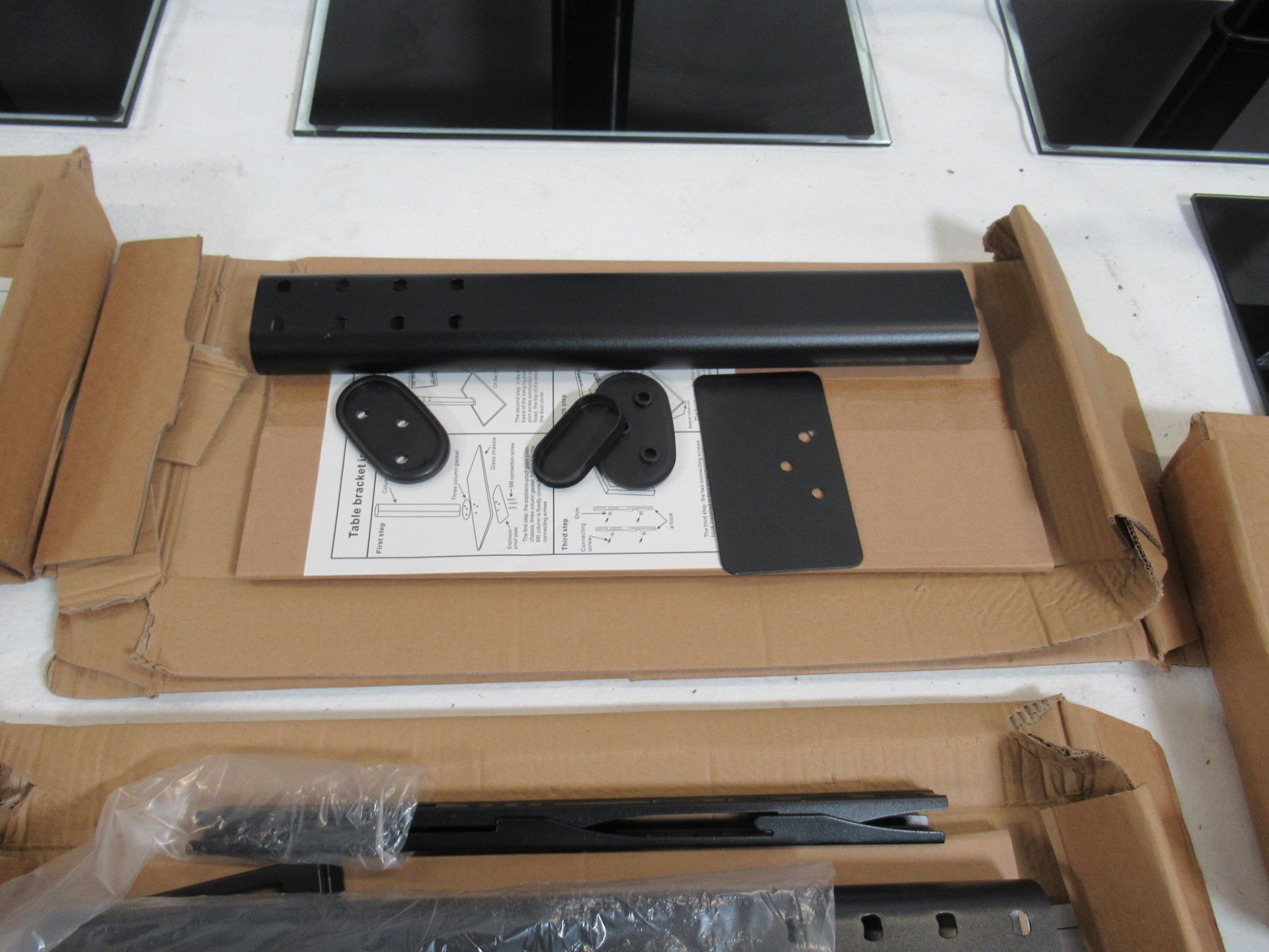 (7) Home Design universal table top TV stand with tempered glass with components - Image 8 of 12