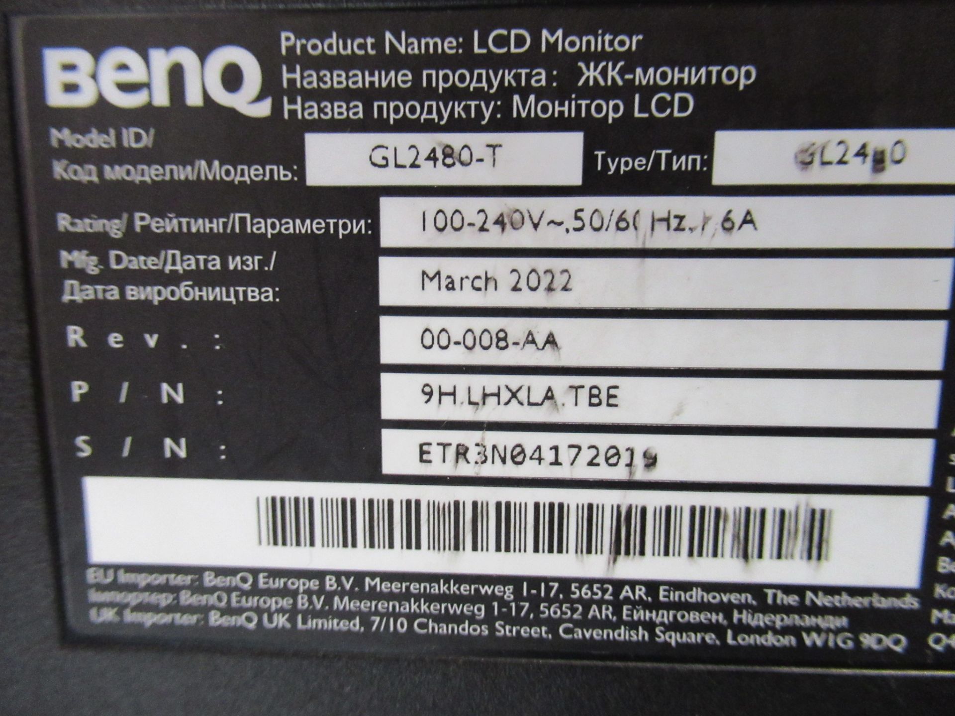 (3) BenQ GL2480 24" 1080 LED Monitors - Image 6 of 12