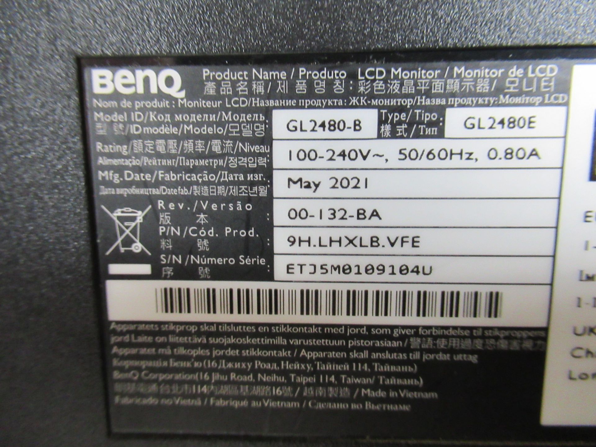 BenQ GL2480 24" 1080 LED Monitor - Image 6 of 9