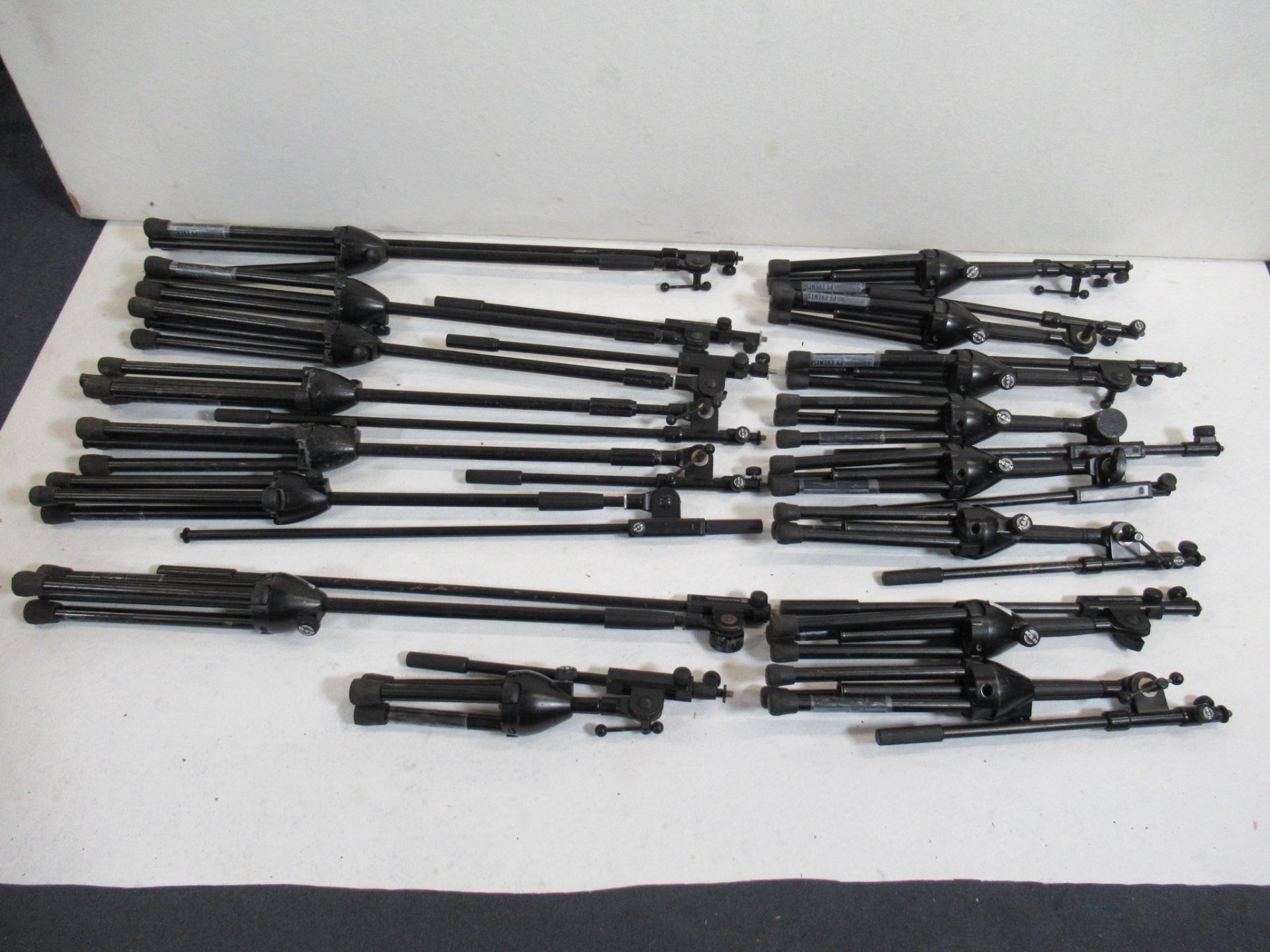 (16) Assorted boom tripod microphone stands