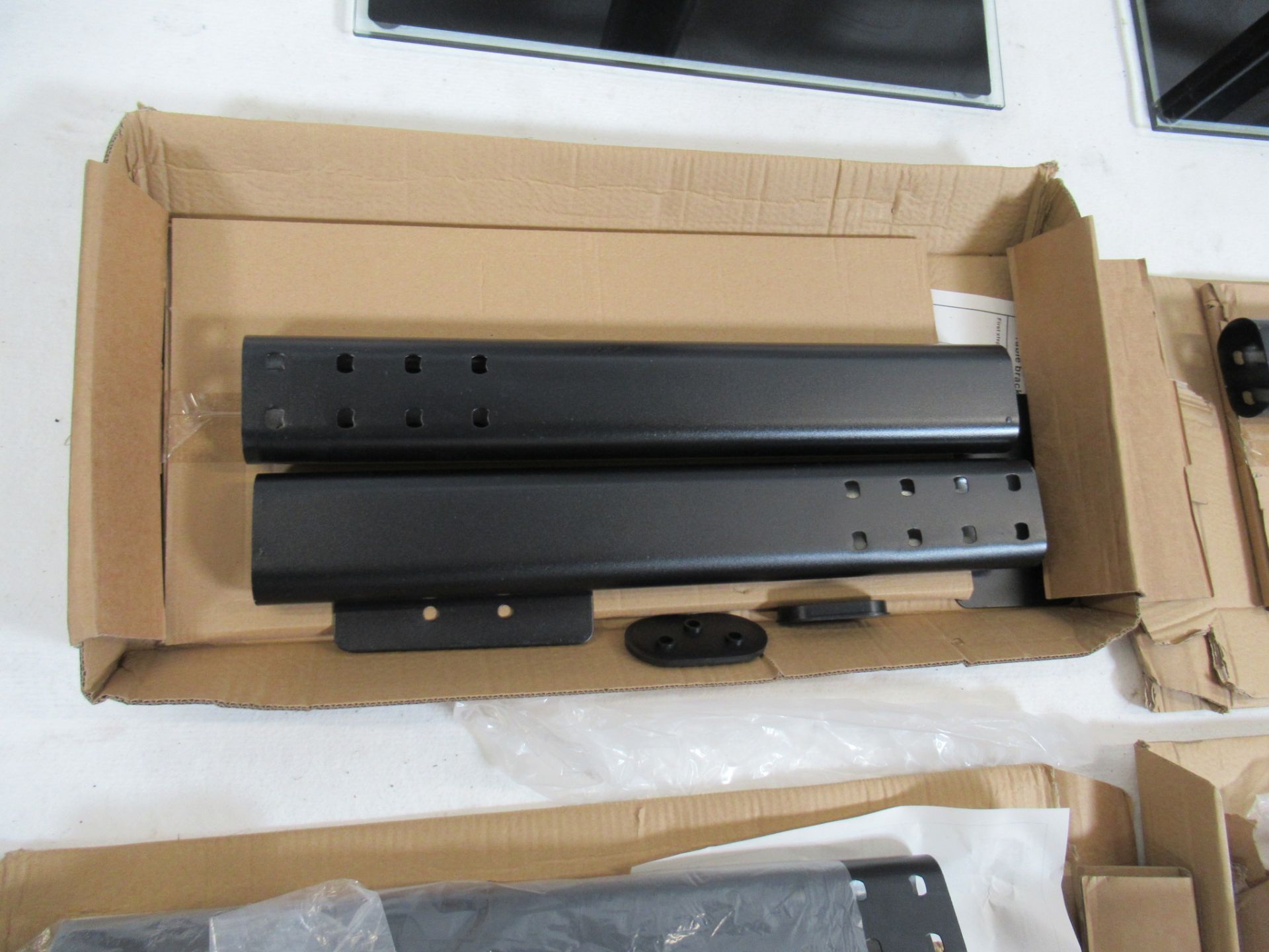 (7) Home Design universal table top TV stand with tempered glass with components - Image 3 of 12