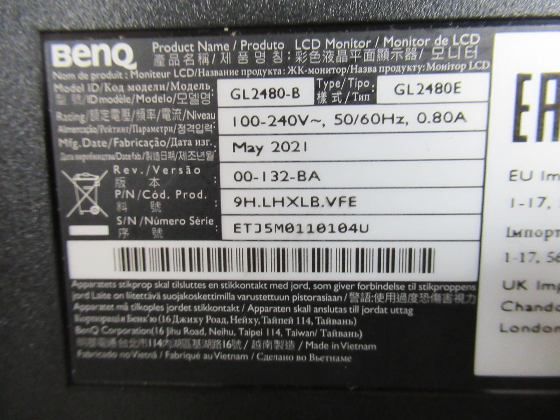 BenQ GL2480 24" 1080 LED Monitor - Image 6 of 9