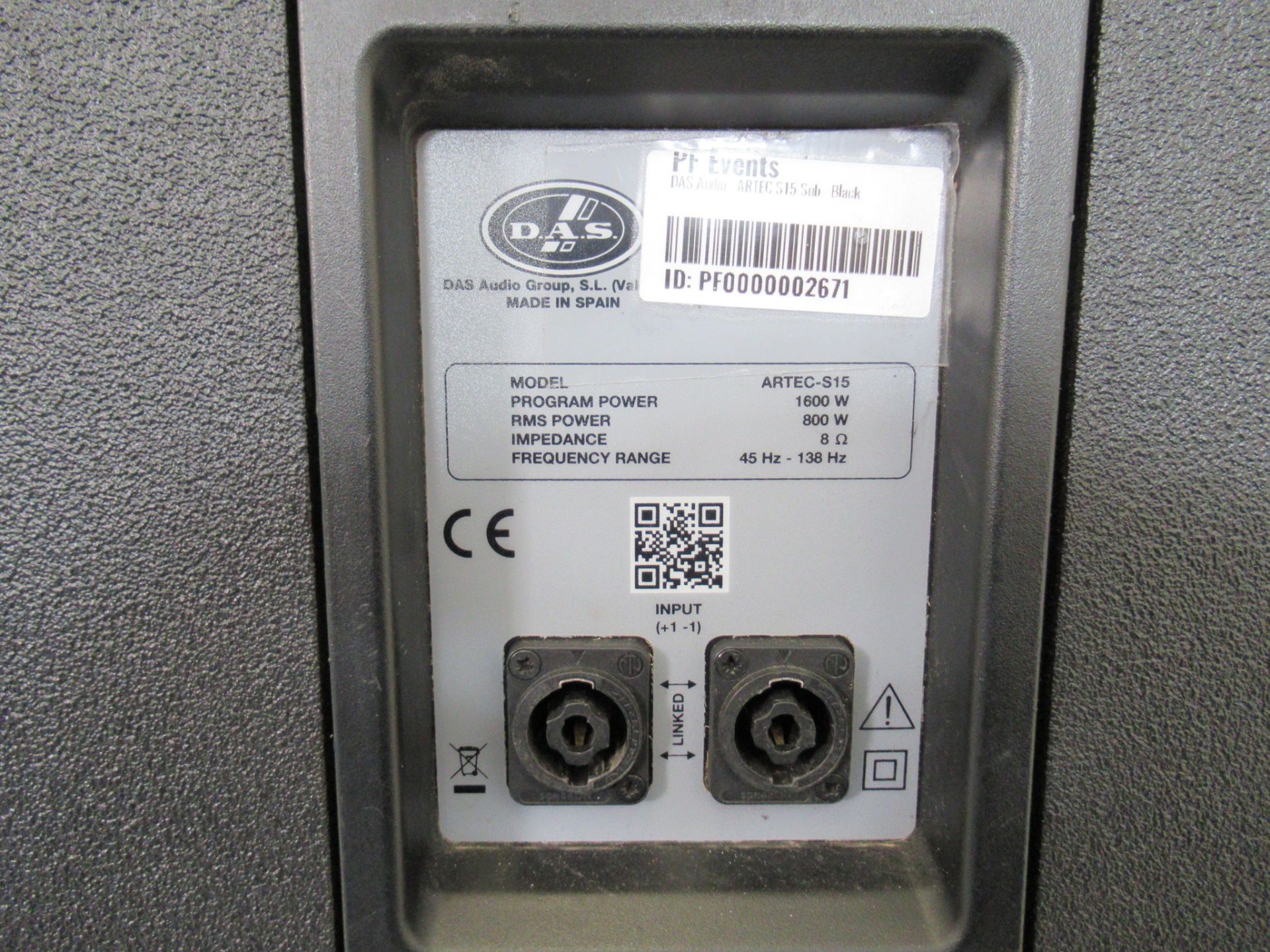 (2) DAS Audio Artec-S15 Black Subwoofers - Image 6 of 10