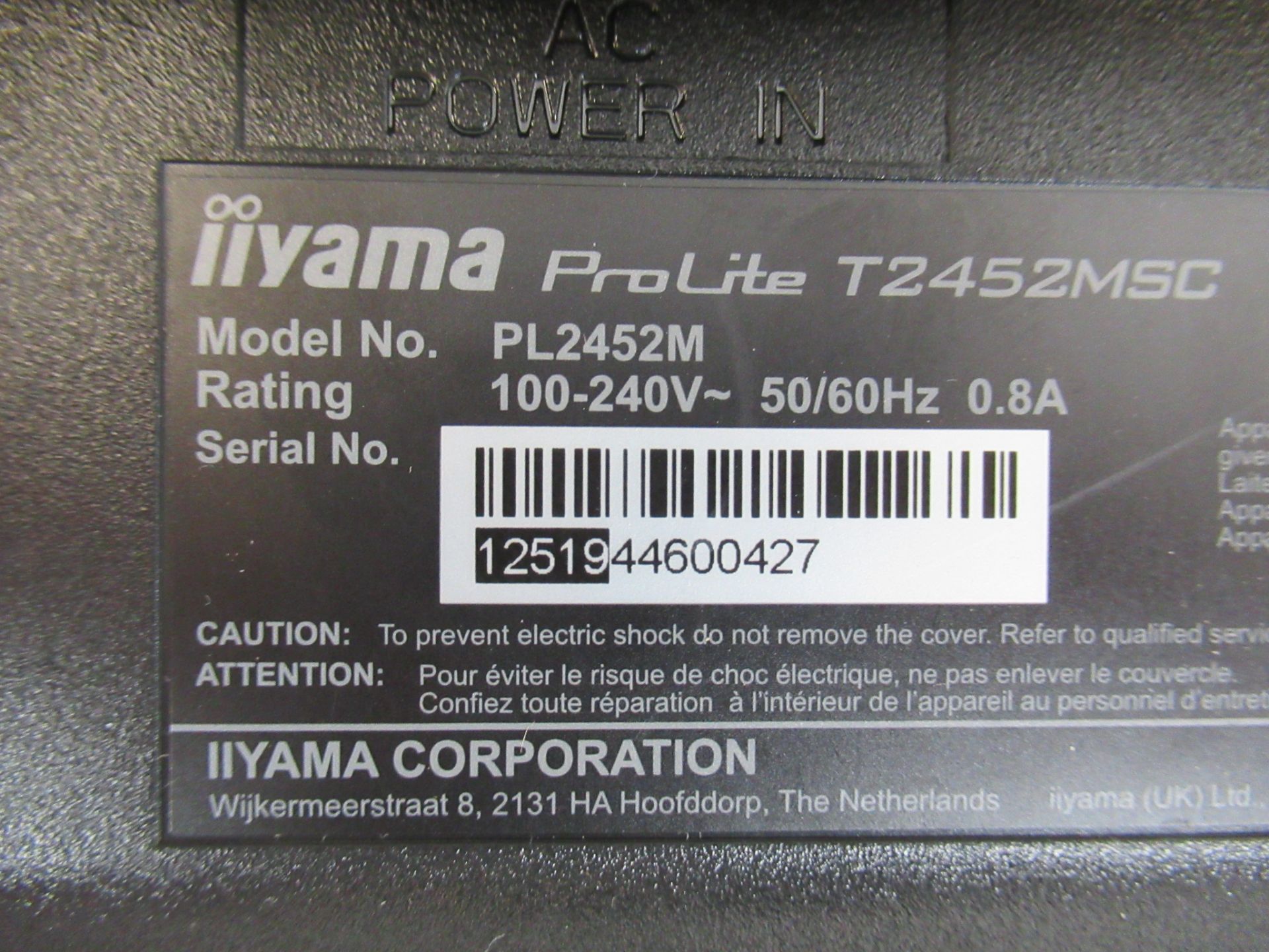 (2) iiyama ProLite T2452MSC-B1AG 24" LCD Touchscreen Monitors - Image 6 of 8