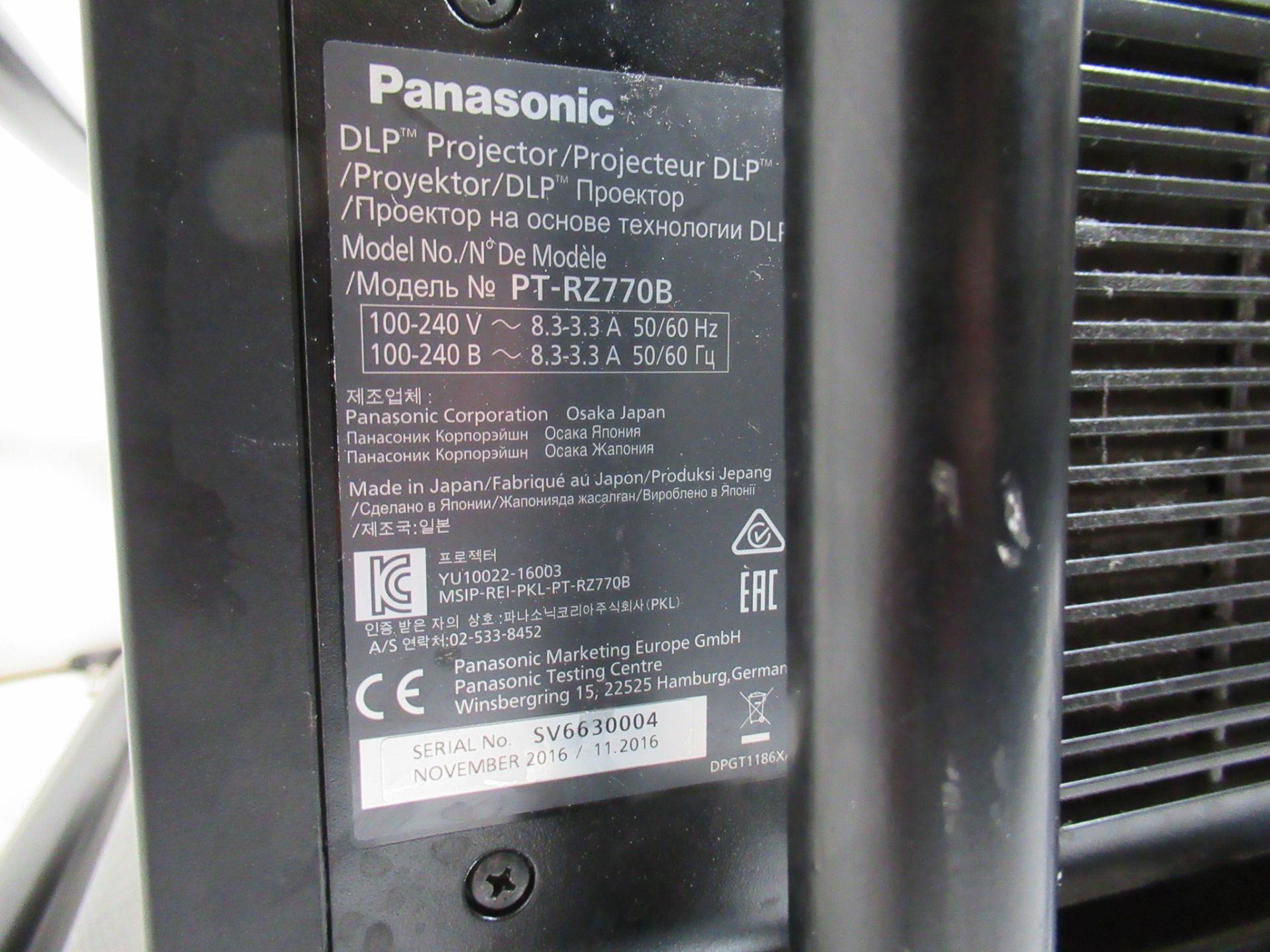 Panasonic PT-RZ770B WUXGA digital light processing projector - Image 11 of 19