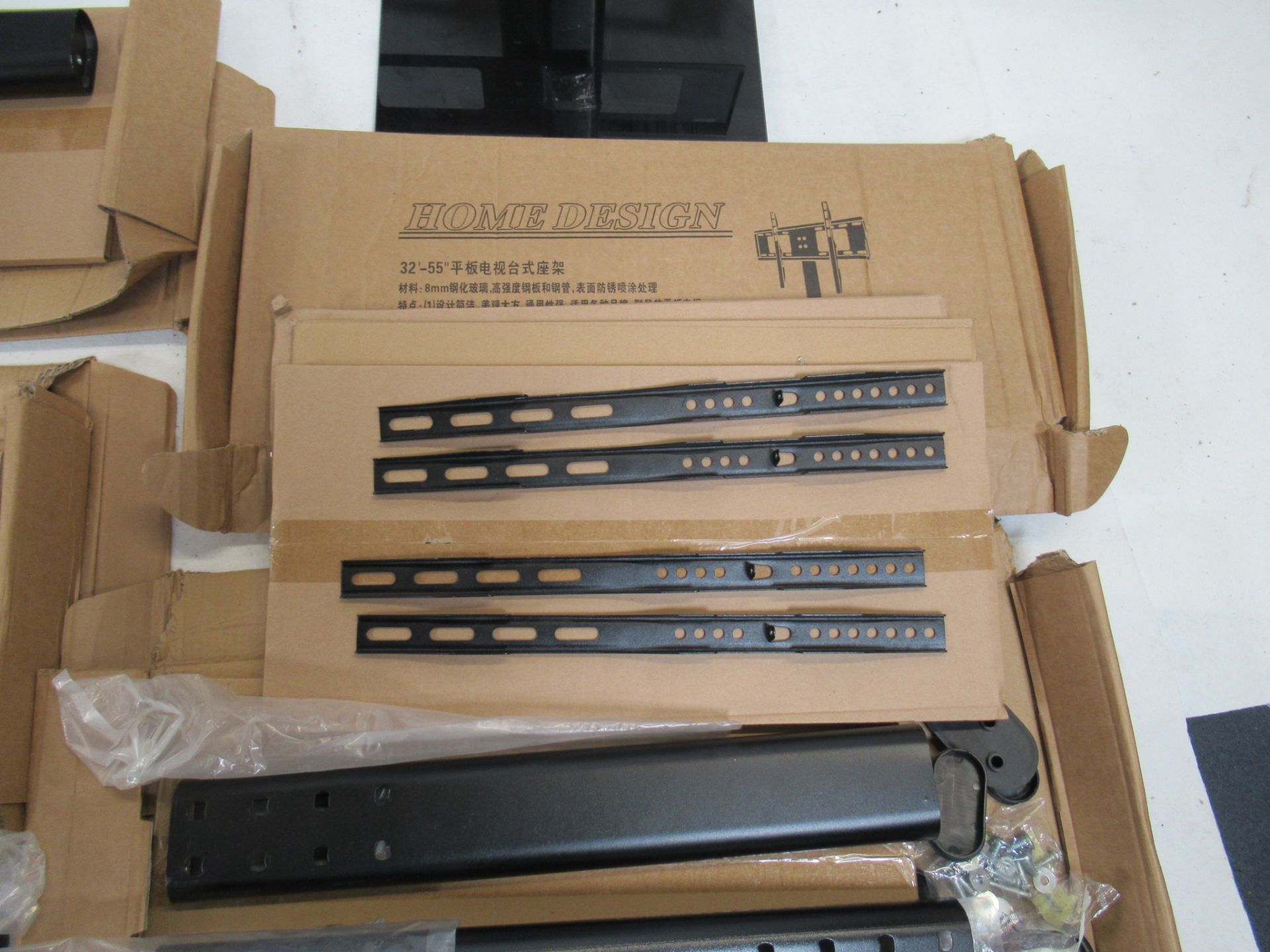 (7) Home Design universal table top TV stand with tempered glass with components - Image 10 of 12