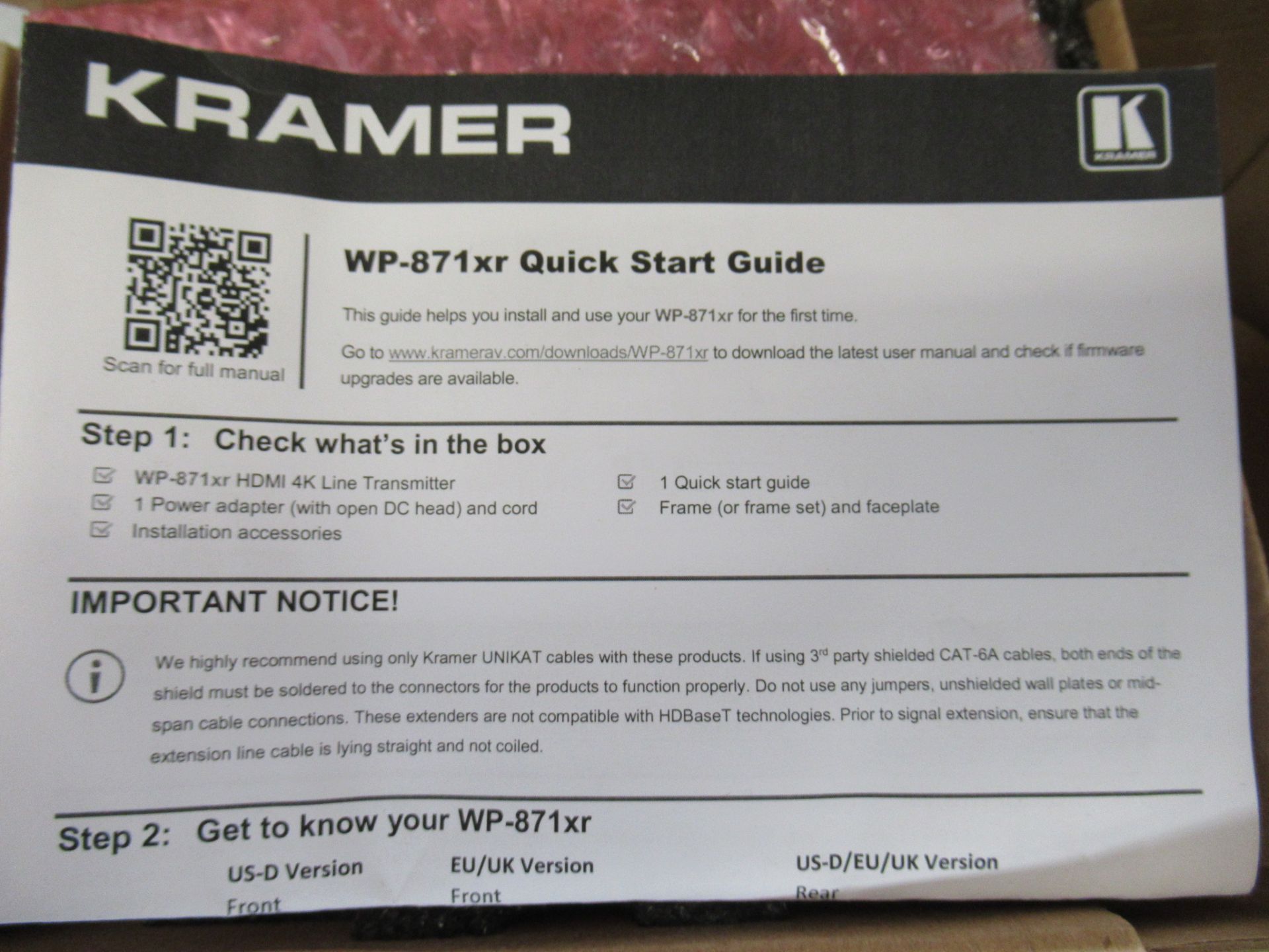 Kramer WP-871XR 4K HDR HDMI 1â€“gang PoC wallâ€“plate transmitter - Image 6 of 9