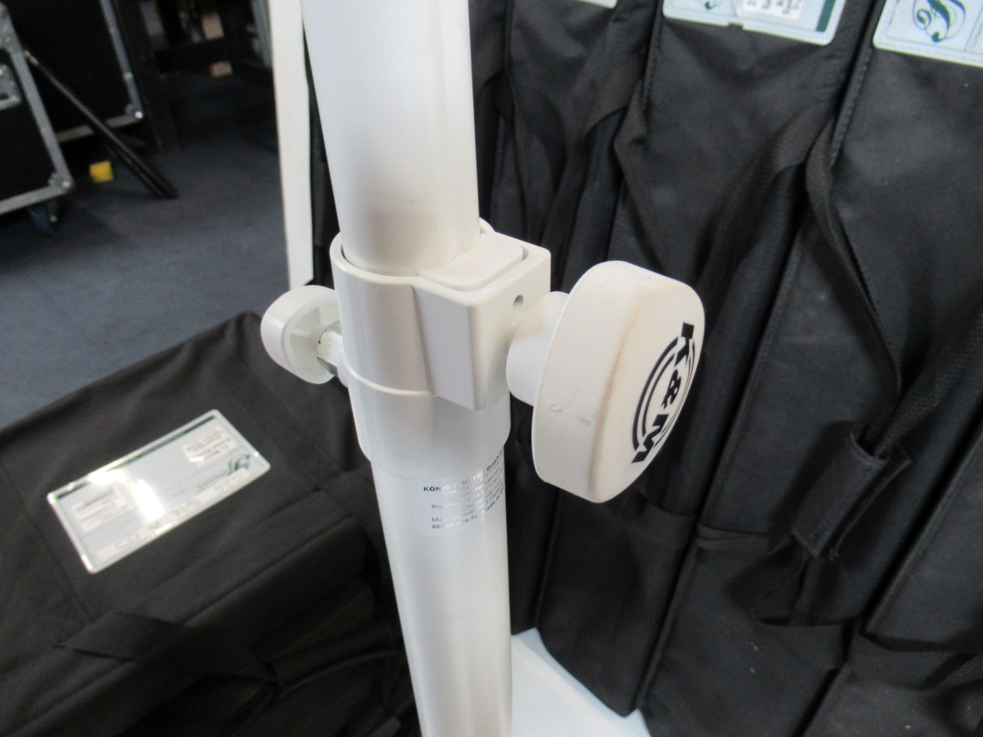 (12) K&M white round base speaker stands in soft bags - Image 2 of 3