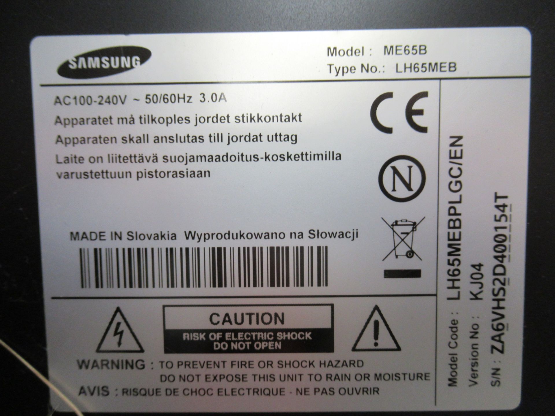 Samsung ME65B 65" LED-backlit LCD flat panel display - Image 6 of 8