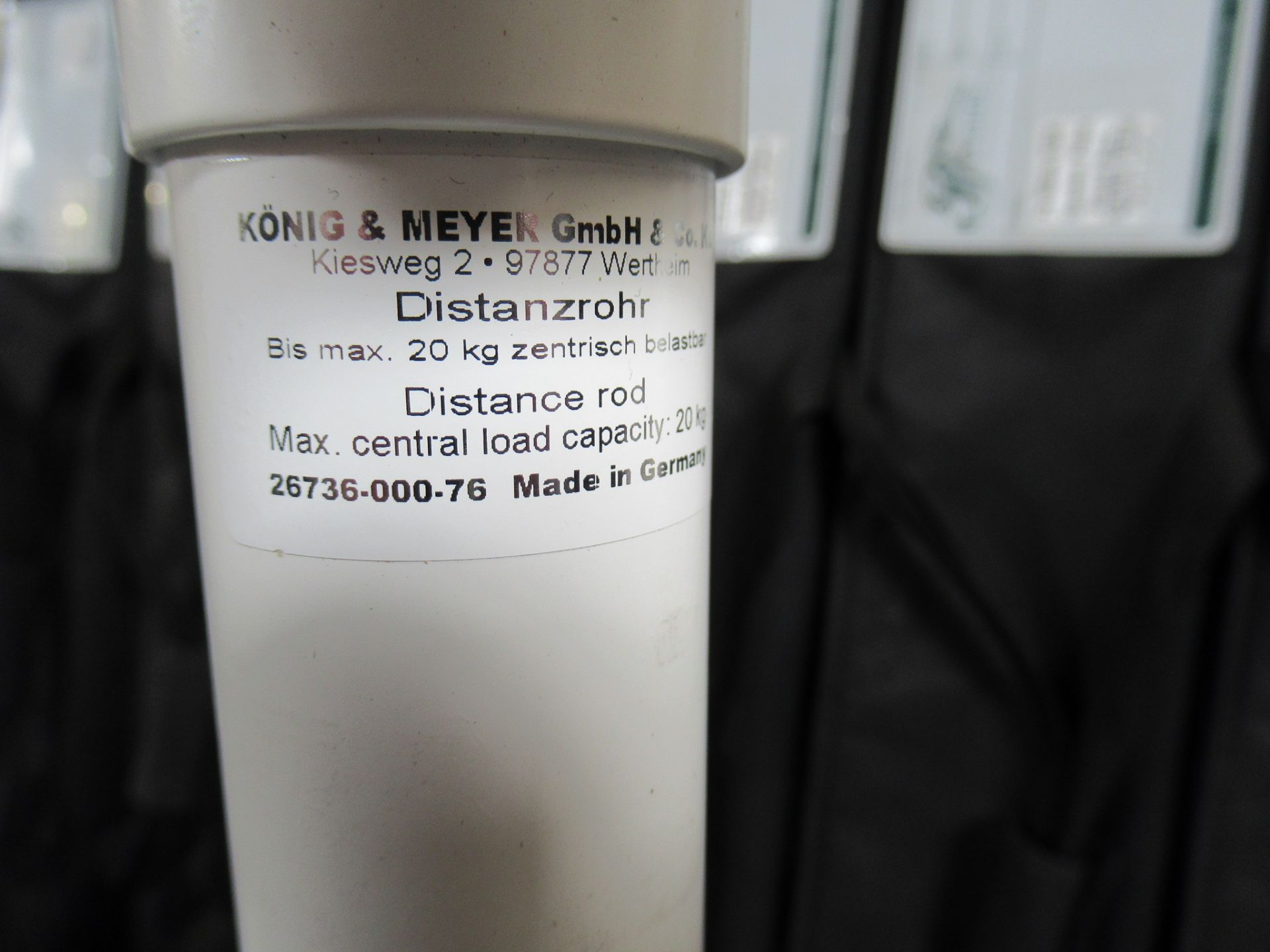 (12) K&M white round base speaker stands in soft bags - Image 3 of 3