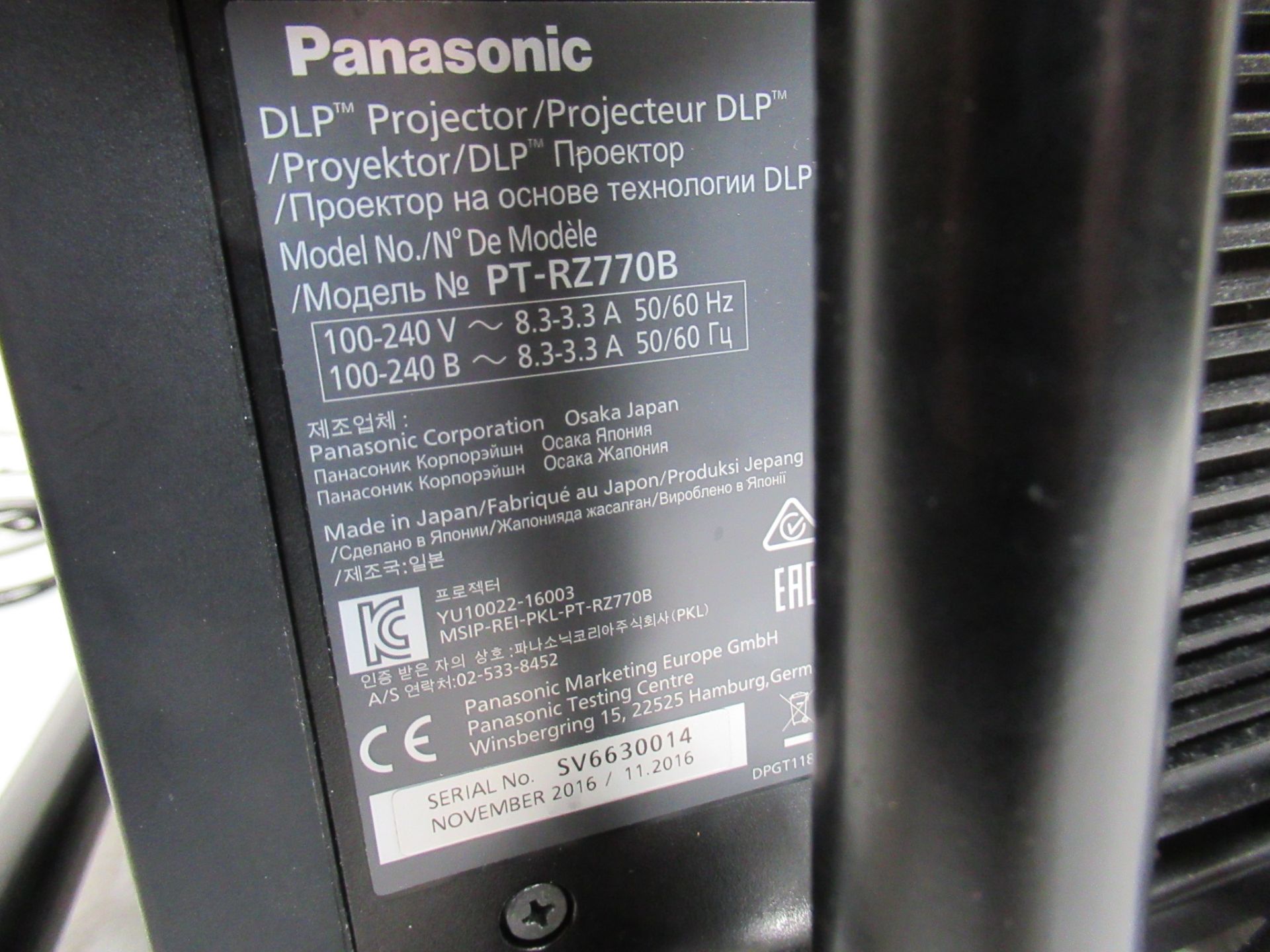 Panasonic PT-RZ770B WUXGA digital light processing projector - Image 11 of 18