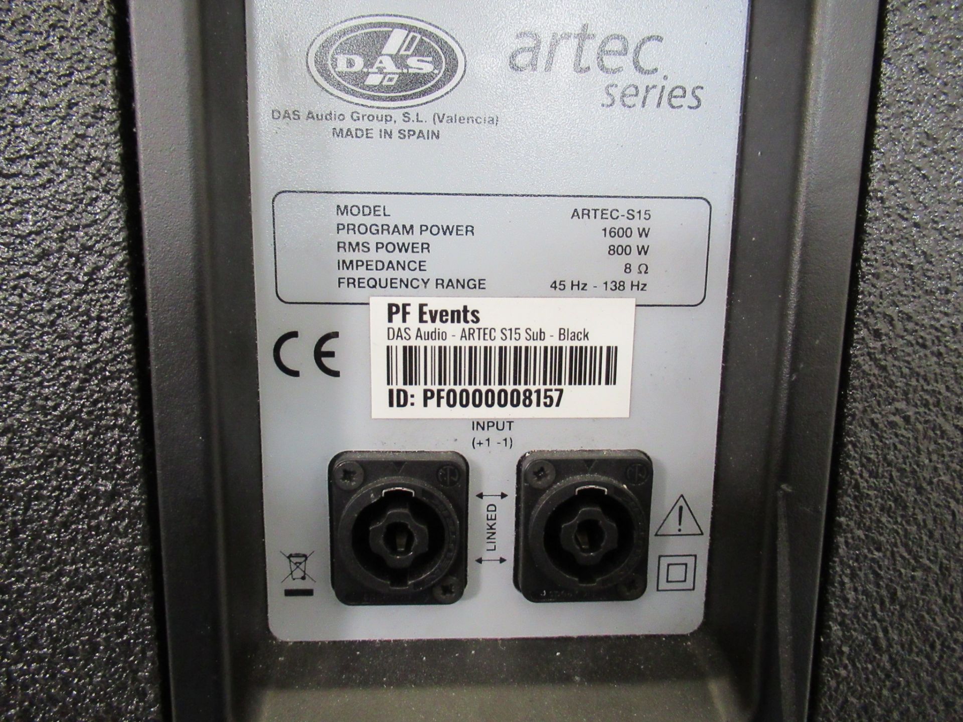(2) DAS Audio Artec-S15 Black Subwoofers - Image 5 of 9