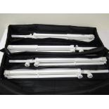 (4) K&M white telescopic tripod speaker stands with Soft bags
