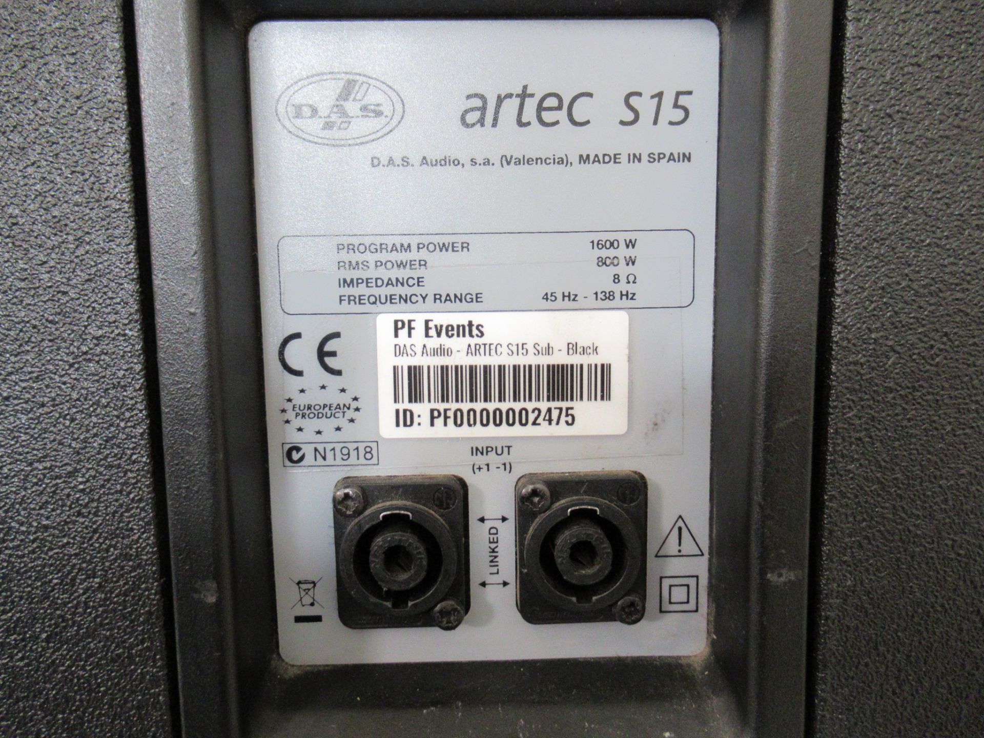 (2) DAS Audio Artec-S15 Black Subwoofers - Image 8 of 10