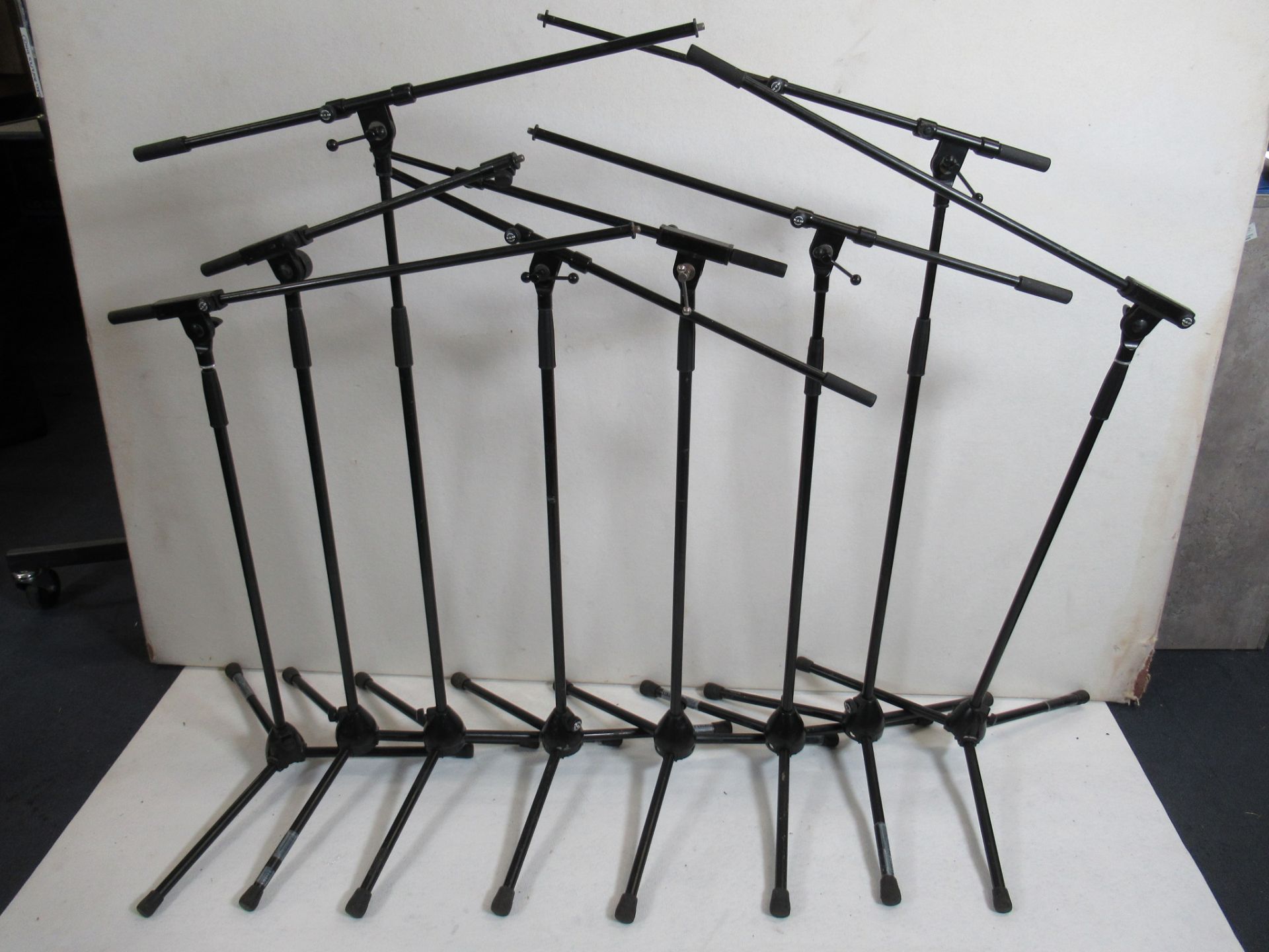 (8) K&M telescopic or fixed boom tripod microphone stands