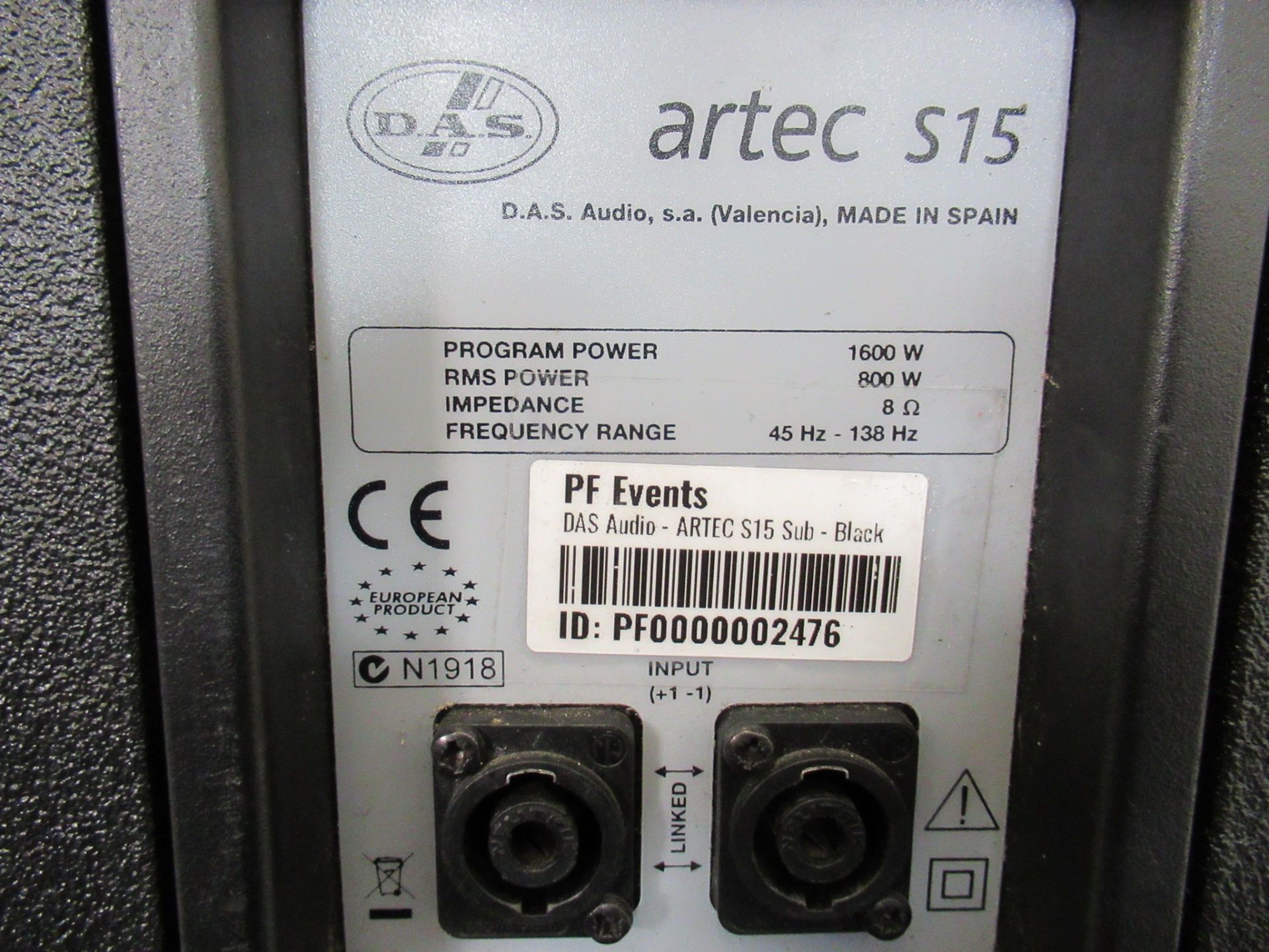 (2) DAS Audio Artec-S15 Black Subwoofers - Image 6 of 10