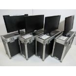 (4) Samsung LS24B150BL 24" LED monitors, with flight cases