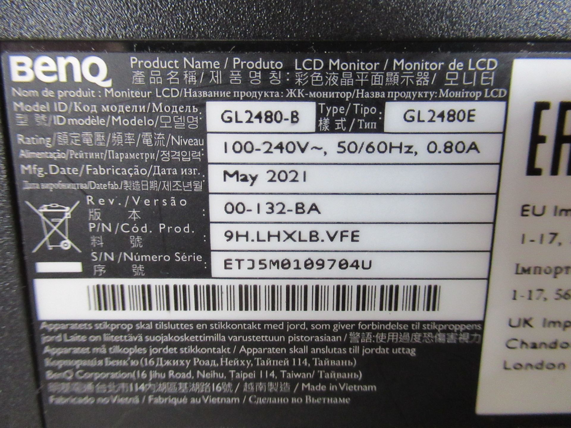 BenQ GL2480 24" 1080 LED Monitor - Image 6 of 9