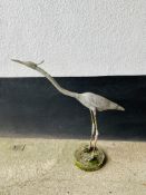 An attractive and unusual metal garden sculpture of a heron