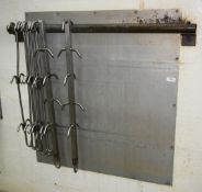 1 x Meat Hook Rail with Splashback Wall Protector and a Selection of Various Meat Hooks