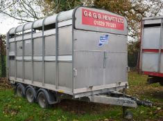 1 x Ifor Williams DP120 Tri Axle Livestock Trailer - Approx 12ft x 6ft