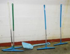 4 x Rubber Floor Squeegees and a 1 x Plastic Shovel
