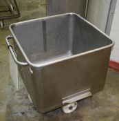 1 x Stainless Steel 200l Totebin with Heavy Duty Castors and Integrated Lifting Lugs