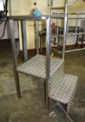 1 x Stainless Steel Fabricated Platform Steps with Hand Rail and Anti Slip Checker Plates