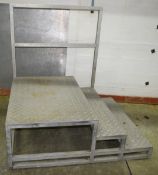 1 x Stainless Steel Fabricated Platform Steps with Hand Rail and Anti Slip Checker Plates