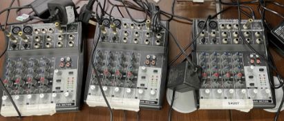 3 x Behringer 802 XENYX 8-Input Sound Mixers with Cables