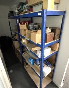 2 x Bays of Boltless Metal Shelving with Contents and Christmas Decorations