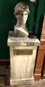 1 x Greek God of Messengers and Luck HERMES Bust on Plinth - Dimensions: H165 x W45 x D45 cms