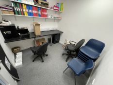 1 x Assorted Contents from a Staff Office - Includes a Boxed Apex Microscope, Worktop Bench