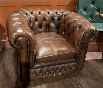 1 x Chesterfield Club Chair Upholstered in Chestnut Brown Leather