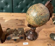 1 x Spanish World Globe and a Set of Antique Postal Scales