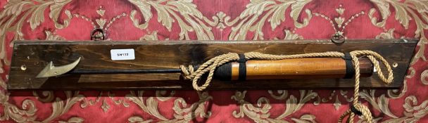 1 x Whaling Harpoon Mounted on a Wooden Plaque - Size: 90 x 11 cms
