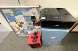 1 x Assorted Job Lot to Include a Canon MX475 Colour Printer, Filing Cabinet, 3.3kw Space Heater