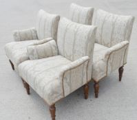 4 x Luxury Armchairs Upholstered in a Premium Damask Fabric - Recently Removed From A Luxury 5-