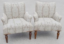 A Pair of Luxury Armchairs Upholstered in a Premium Damask Fabric - Recently Removed From A Luxury