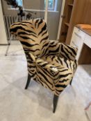 1 x Tiger-Striped Velvet Upholstered Rollback Boudoir Armchair - NO VAT ON HAMMER
