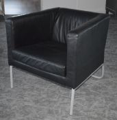 1 x Modern Armchair with a Black Faux Leather Upholstery - Suitable for the Office or Reception -