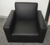 1 x Modern Armchair with a Black Faux Leather Upholstery - Suitable for the Office or Reception