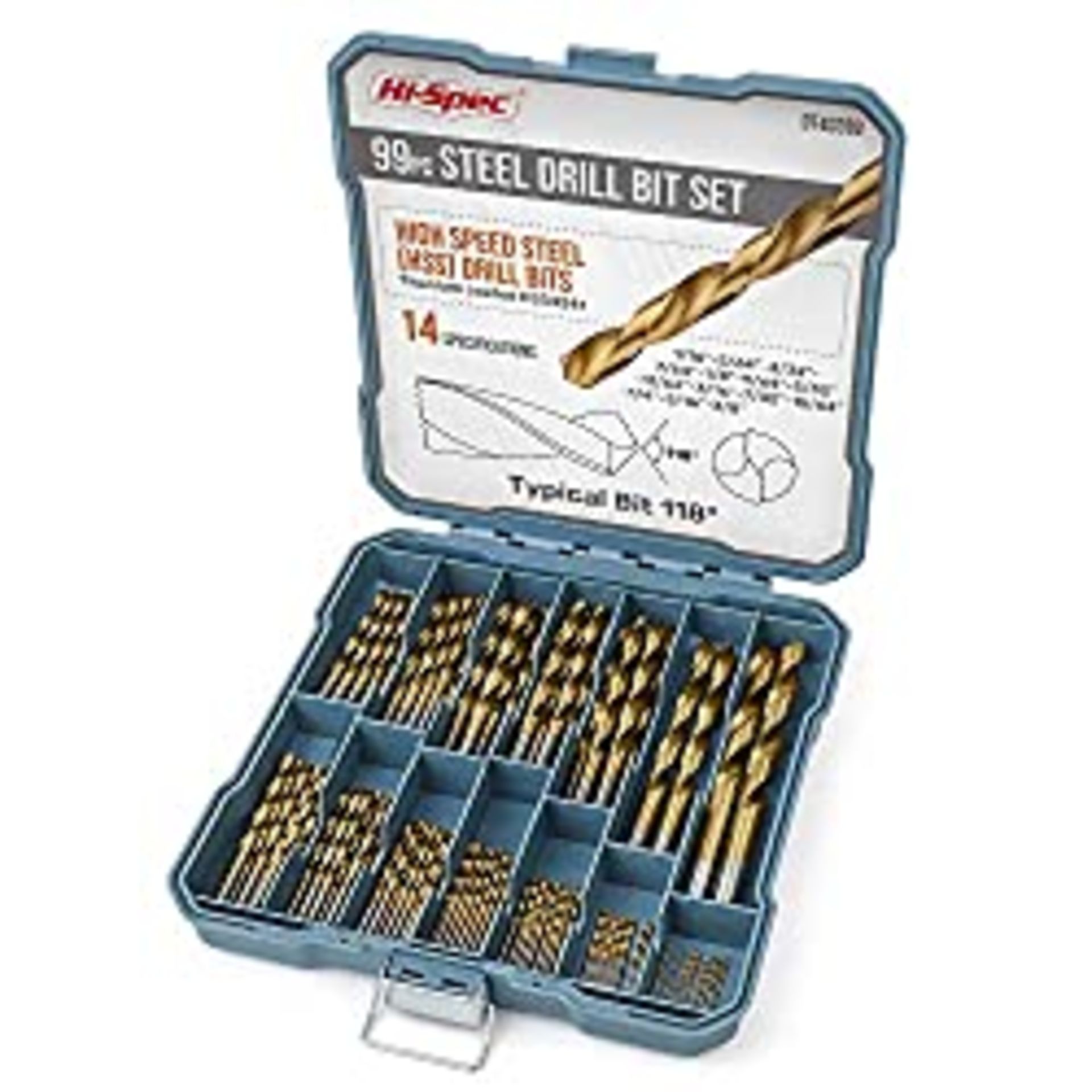 RRP £28.17 Hi-Spec 99pc Complete HSS Mixed Drill Bit Set. 1 to