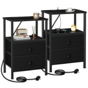 RRP £68.71 AMHANCIBLE Bedside Table Set of 2 with Charging Station